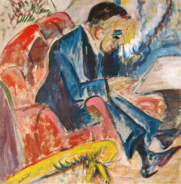 Sedentary man on park bench. a Ernst Ludwig Kirchner