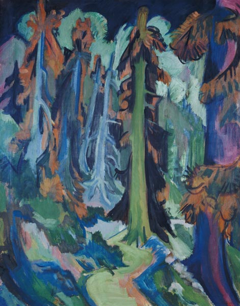 Weather firs (mountain woodland path) a Ernst Ludwig Kirchner