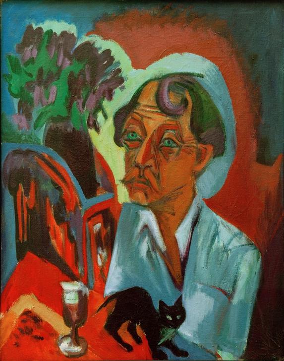 Der Maler Stirner mit Katze a Ernst Ludwig Kirchner