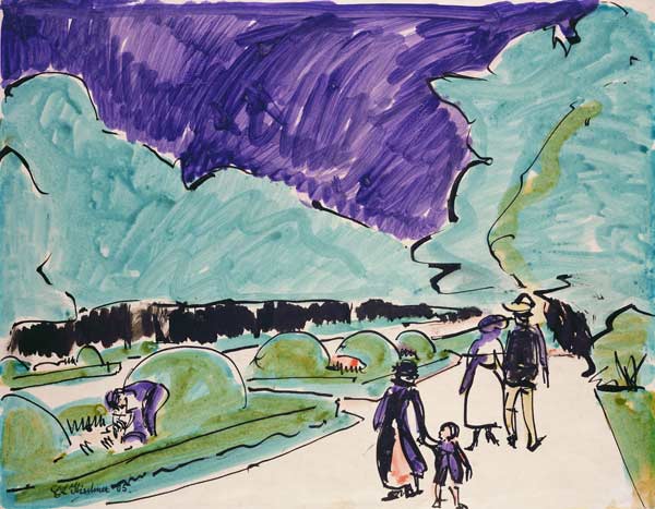 Entrance to a large garden in Dresden, 1905 (pen and ink and w/c on paper) a Ernst Ludwig Kirchner