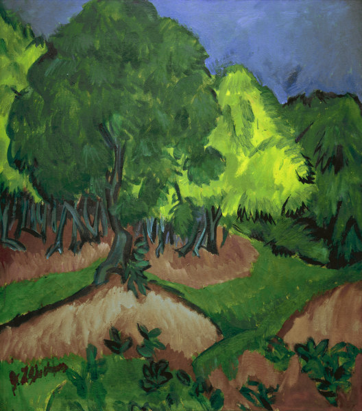 Landscape w.chestnut tree a Ernst Ludwig Kirchner
