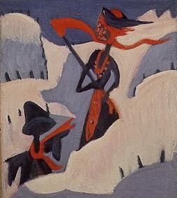 Witch and scarecrow in the snow a Ernst Ludwig Kirchner