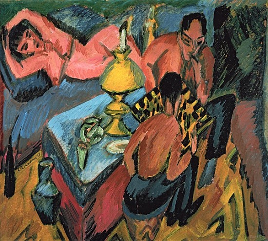 Otto Muller (1874-1930) Playing Chess a Ernst Ludwig Kirchner