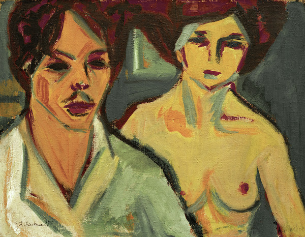 Self-portrait with Model a Ernst Ludwig Kirchner