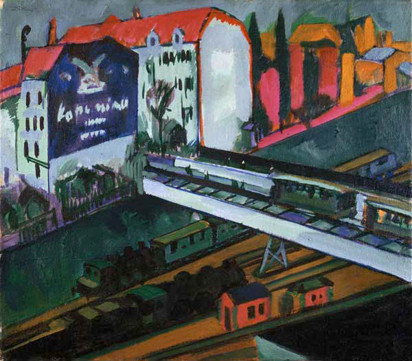 Strassenbahn and railway, look out of the studio of the artist. a Ernst Ludwig Kirchner
