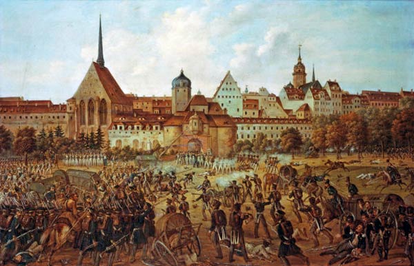 Kampf vor dem Grimmaischen Tor a Ernst Wilhelm Straßberger