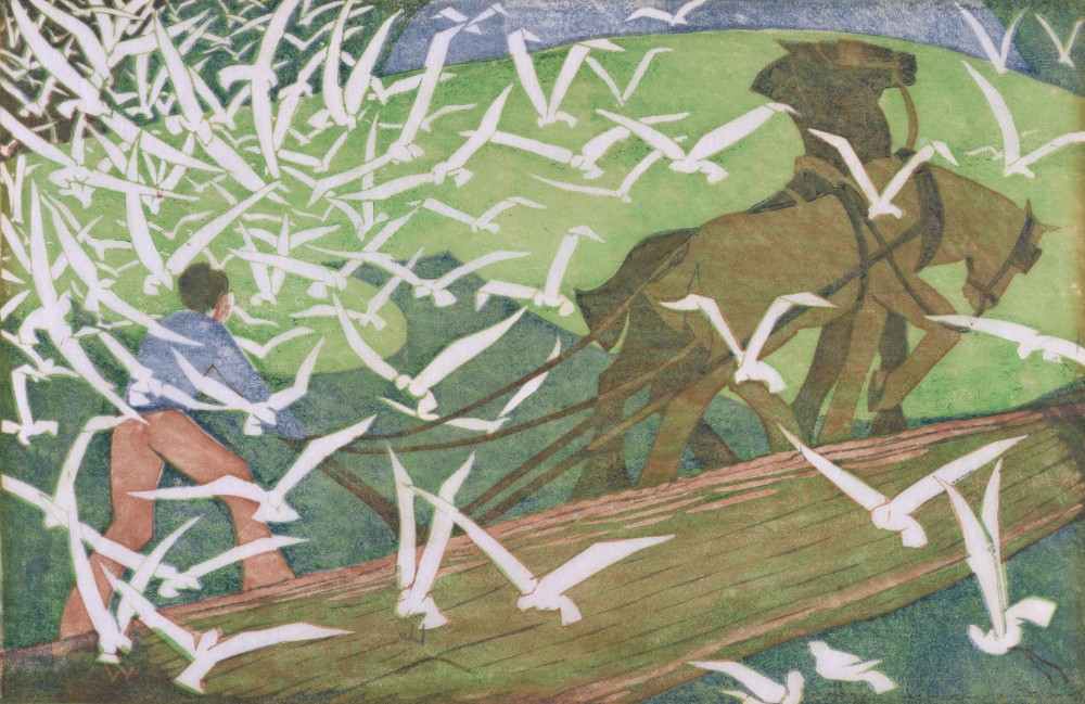 Birds Following a Plough a Ethel Spowers