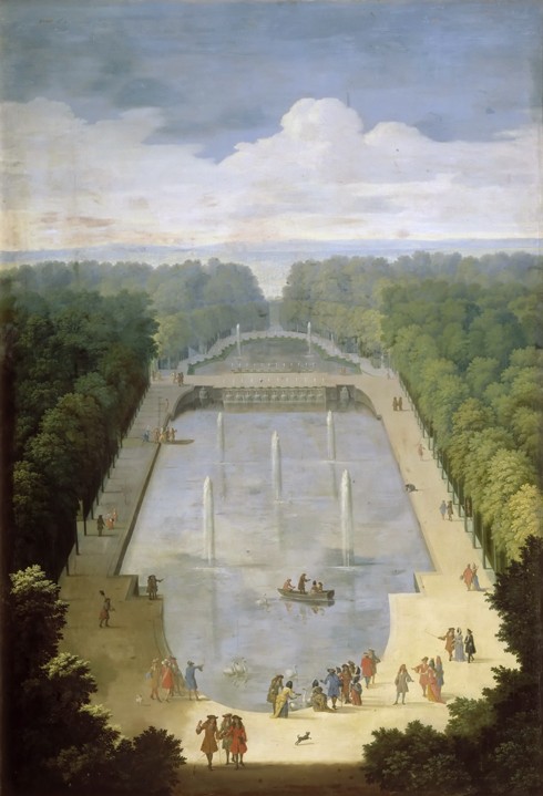 Bosquet de l'Île Royale and Bassin du Miroir in the gardens of Versailles a Etienne Allegrain