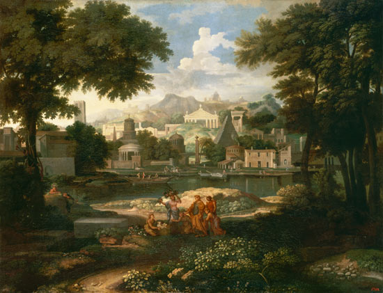 Landscape with Moses Saved from the River Nile a Etienne Allegrain