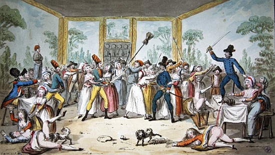 Riotous scene in a tavern during the period of the French Revolution, c. 1789 a Etienne Bericourt