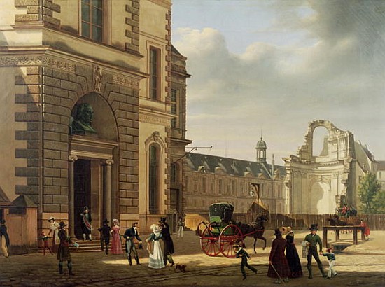The Entrance to the Musee de Louvre and St. Louis Church a Etienne Bouhot
