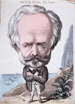 Victor Hugo (1802-85) on Jersey rock, 1867 (colour engraving) a Etienne Carjat