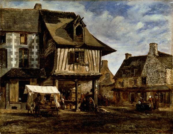 Market Place in Normandy a Etienne-Pierre Théodore Rousseau