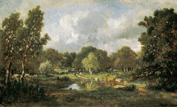 Cows at a watering-place a Etienne-Pierre Théodore Rousseau