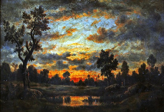 Landscape at sunset a Etienne-Pierre Théodore Rousseau