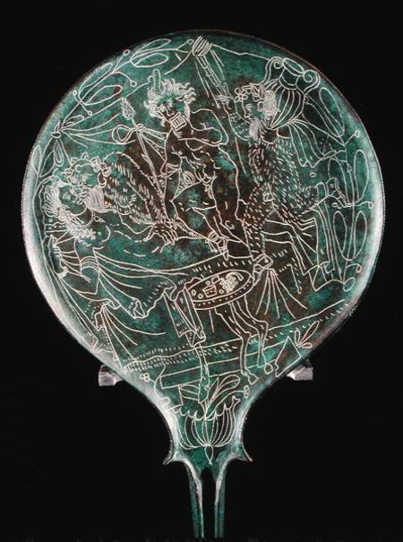 Mirror depicting a mythological scene, from Palestrina a Etruscan