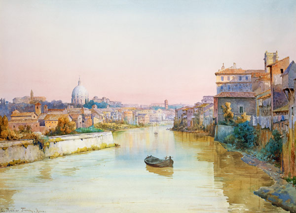 View of the Tevere from the Ponte Sisto a Ettore Roesler Franz