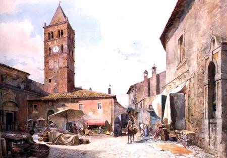 View of the Piazza dell'Olmo, Tivoli  on a Ettore Roesler Franz