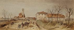 View of the church Bicona at Novara after the battle. from the king Ludwig album a Eugen Adam
