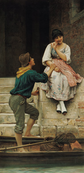 The Fisherman's Wooing, from the Pears Annual, Christmas a Eugen von Blaas