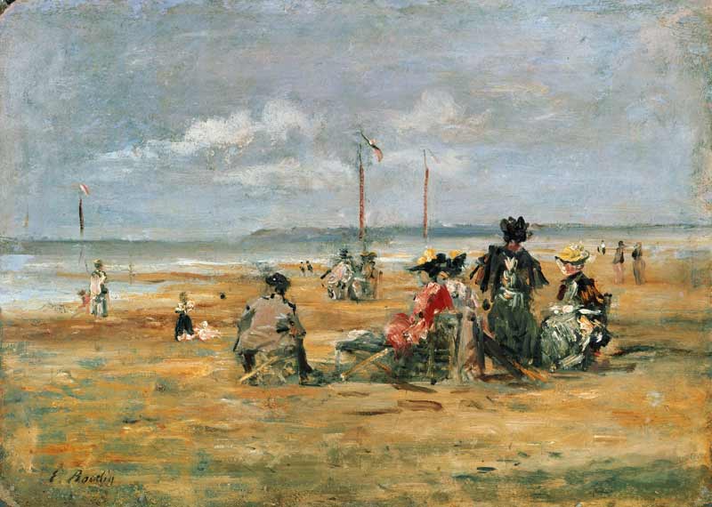 On the beach of Trouville a Eugène Boudin