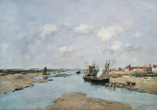 At low tide in Etaples. a Eugène Boudin