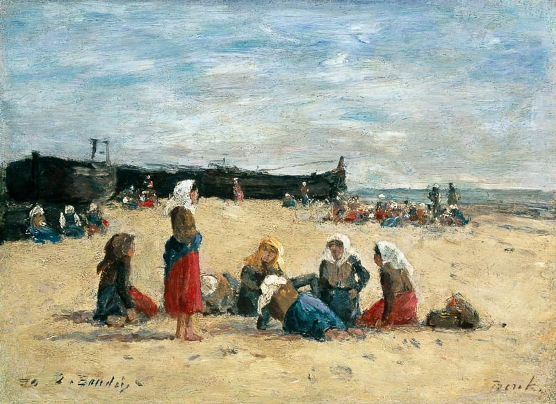 Berck, Fisherwomen on the Beach a Eugène Boudin