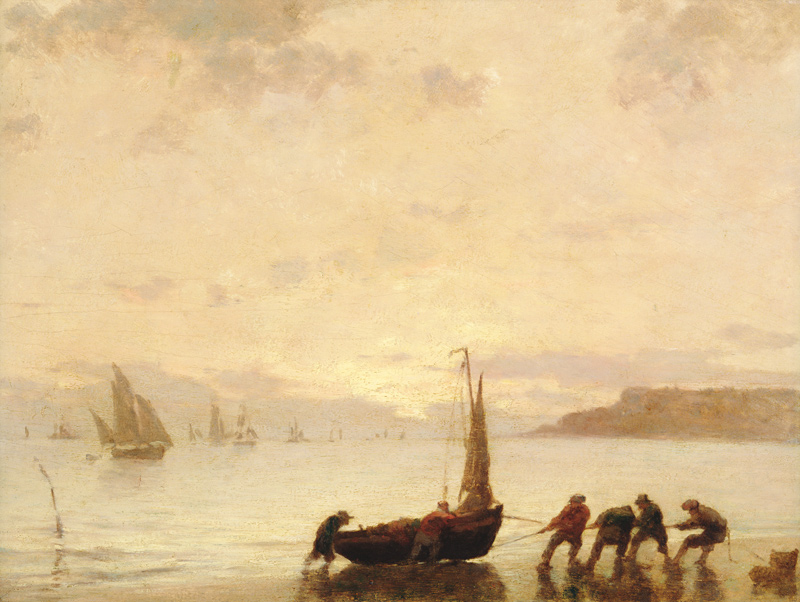Return from Fishing with Setting Sun a Eugène Boudin