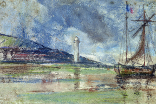 The Lighthouse at Honfleur a Eugène Boudin