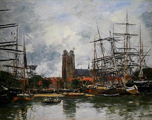 A French Port, 1884 (oil on canvas) a Eugène Boudin