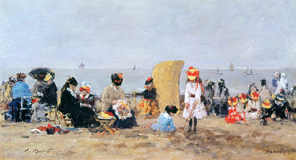 Beach Scene, Trouville a Eugène Boudin