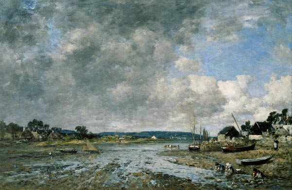 Landscape with washerwomen a Eugène Boudin