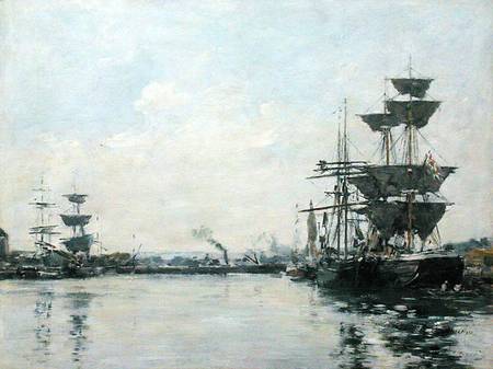 Le Havre, ships in a basin a Eugène Boudin