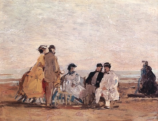 On the Beach at Trouville, c.1865 a Eugène Boudin