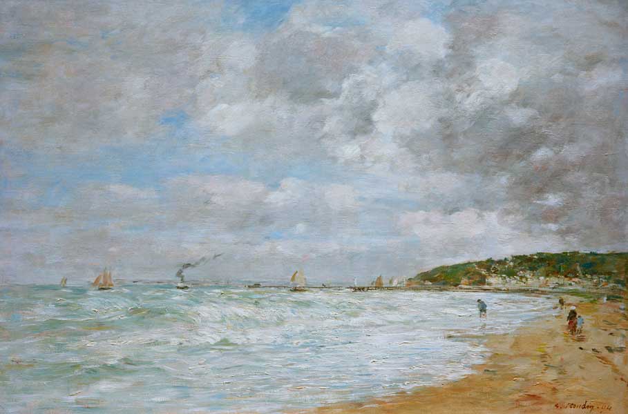 The shore at Trouville a Eugène Boudin