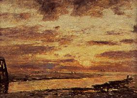 Sunset over the sea at Trouville a Eugène Boudin