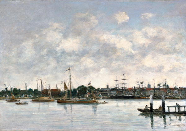 The Meuse at Dordrecht a Eugène Boudin
