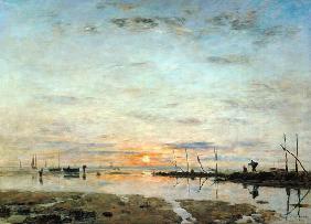 Le Havre, coucher de soleil a mer basse