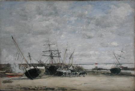 Vessels and Horses on the Shoreline a Eugène Boudin