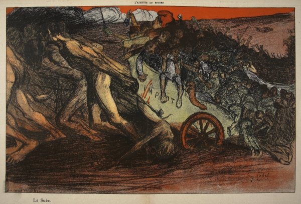 ''The burden of taxation'', illustration from ''L''assiette au Beurre: Les Fonctionnaires'', 9th Aug a Eugene Cadel
