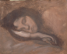 Gesicht einer schlafenden Frau- a Eugène Carrière