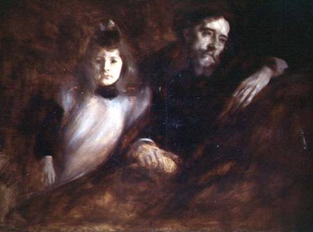 Portrait of Alphonse Daudet (1840-97) and his daughter Edmee a Eugène Carrière