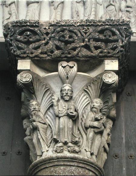 Column capital with Christ Blessing from the West Portal of the facade a Eugene Emmanuel Viollet-le-Duc