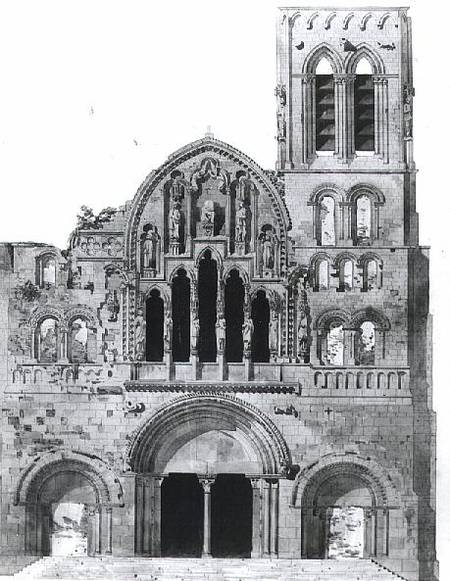 The Facade of La Madeleine de Vezelay (pen & ink and w/c on paper) a Eugene Emmanuel Viollet-le-Duc