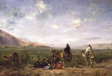 Travellers resting at an Oasis a Eugène Fromentin