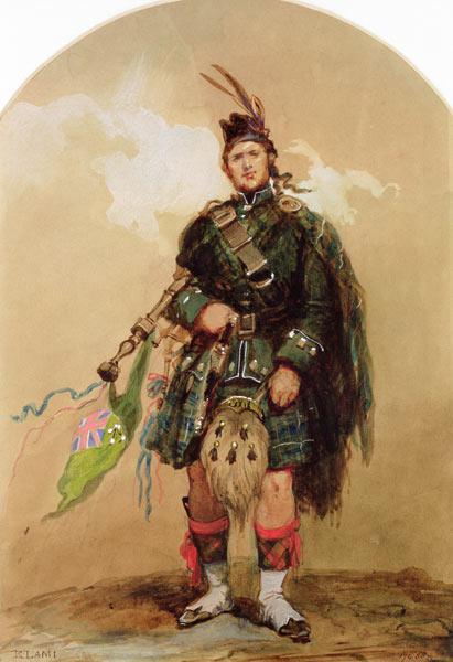 A Piper of the 79th Highlanders at Chobham Camp in 1853