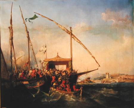 Naval Battle of Imbre in 1346 a Eugene Modeste Edmond Lepoittevin