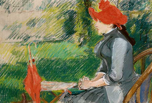 Die Lektüre im Park (Frau mit rotem Hut) a Eva Gonzales