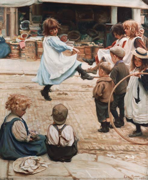 Auf der Straße spielende Kinder a Eva Roos