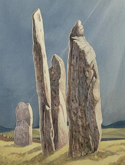 Tall Stones of Callanish, Isle of Lewis, 1986-7 (w/c)  a Evangeline  Dickson